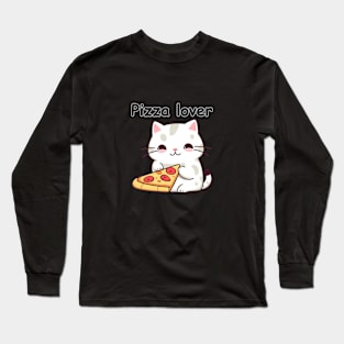 Cat eating pizza, pizza lover Long Sleeve T-Shirt